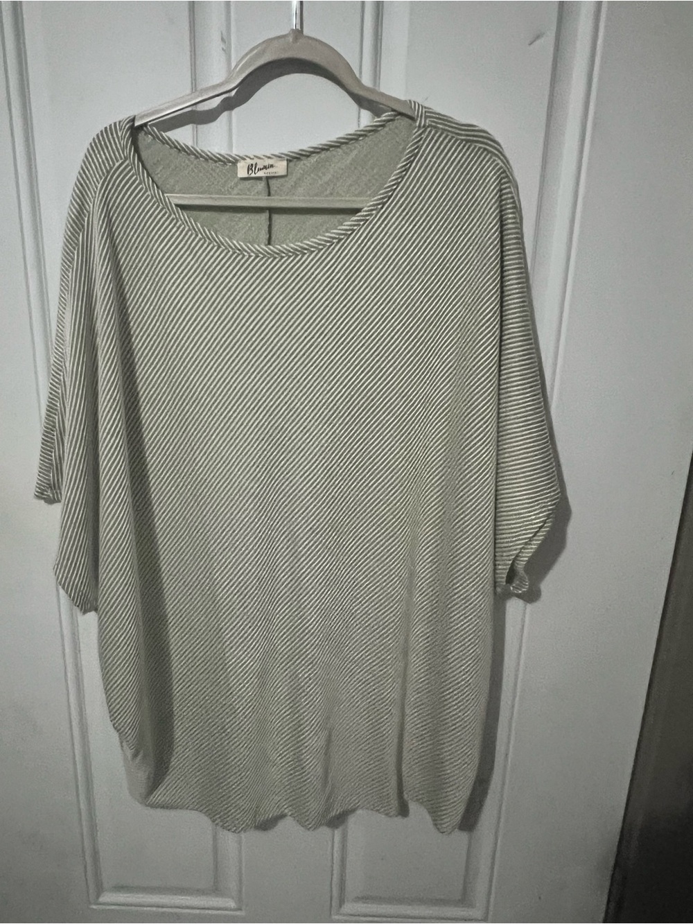 Women's Light Green Striped Relaxed Top